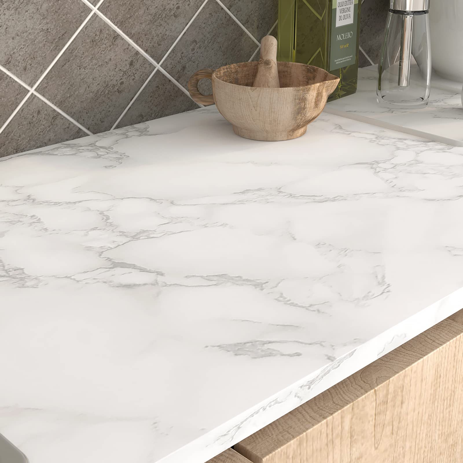 Custom countertops enhancing a contemporary kitchen space.