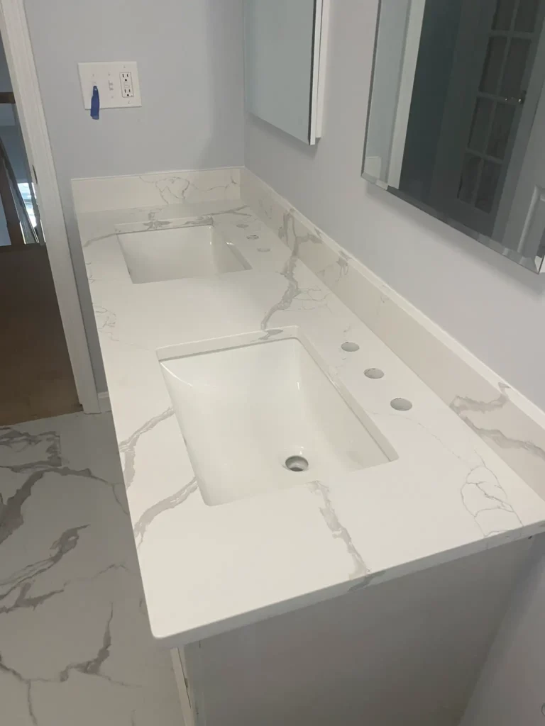 Durable granite countertop, perfect for kitchens and bathrooms.