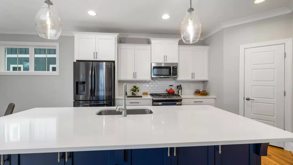 Custom countertops enhancing a contemporary kitchen space.